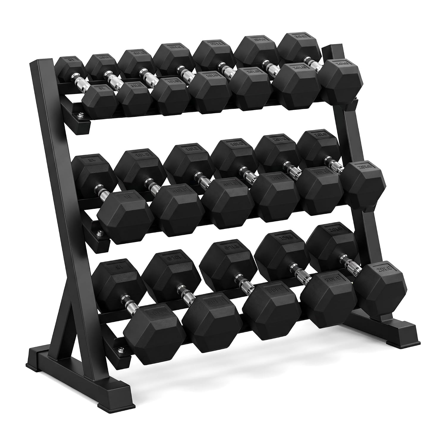 Home Gym Custom - 350/450/550 lbs Rubber Hex Dumbbells with