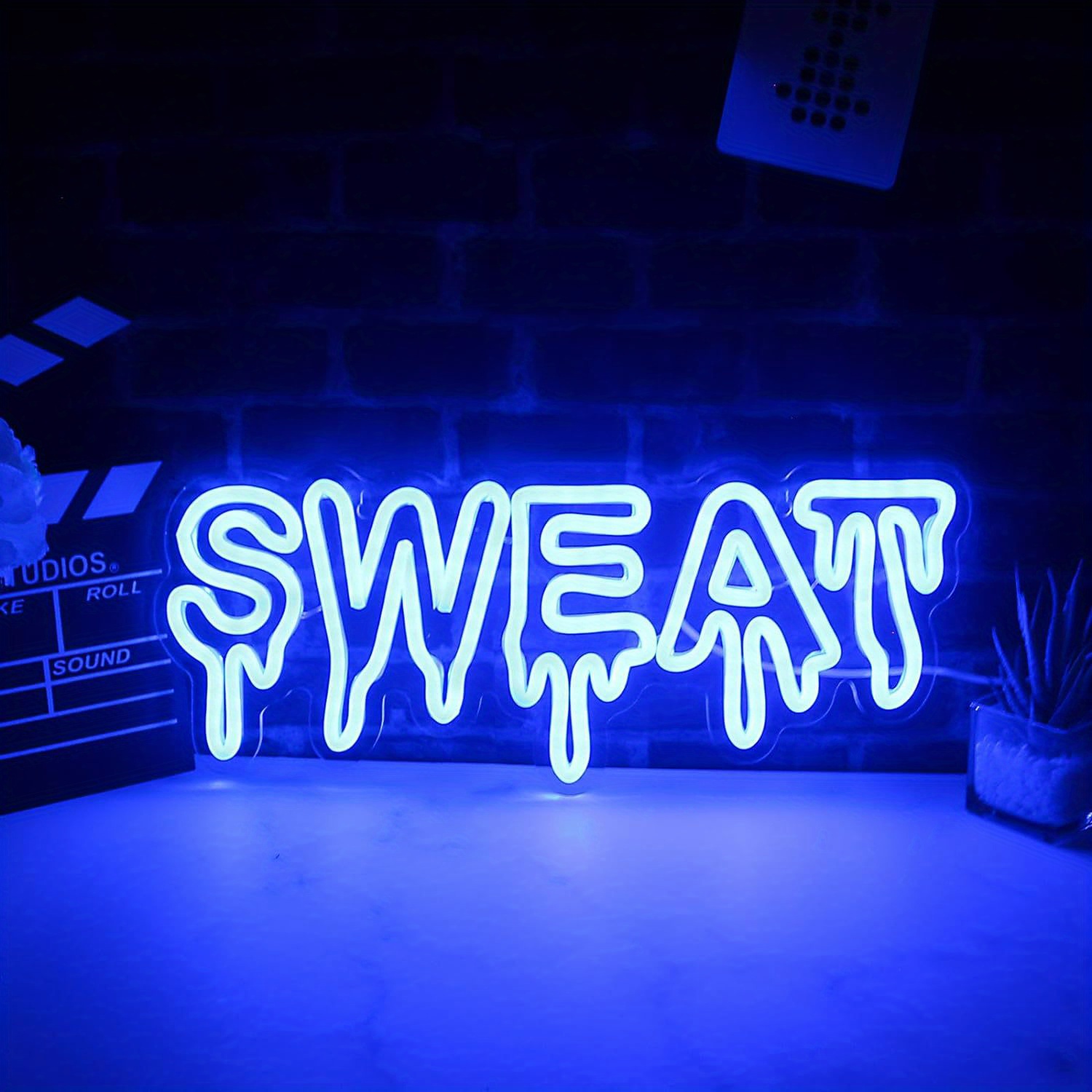 Home Gym Gym - Sweat Blue LED Neon Sign Dripping