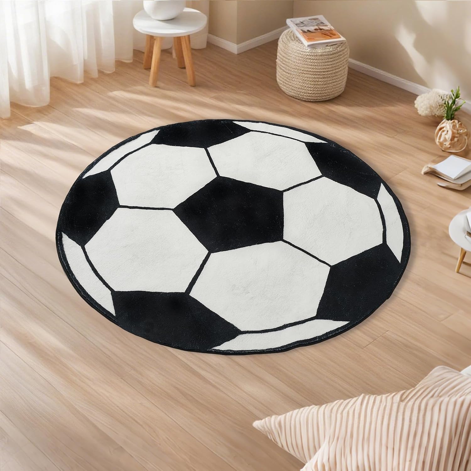 Home Gym Kids - Plush Round Soccer Ball Design Area