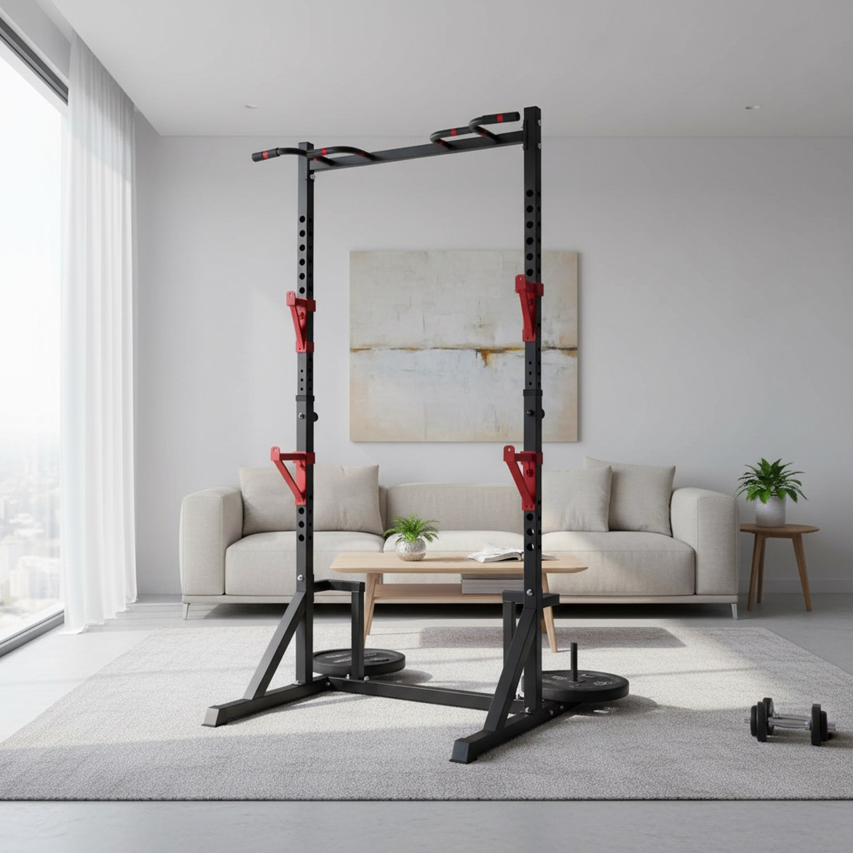 Adjustable Power Rack with Pul - Squat Rack Power ulasan dan harga