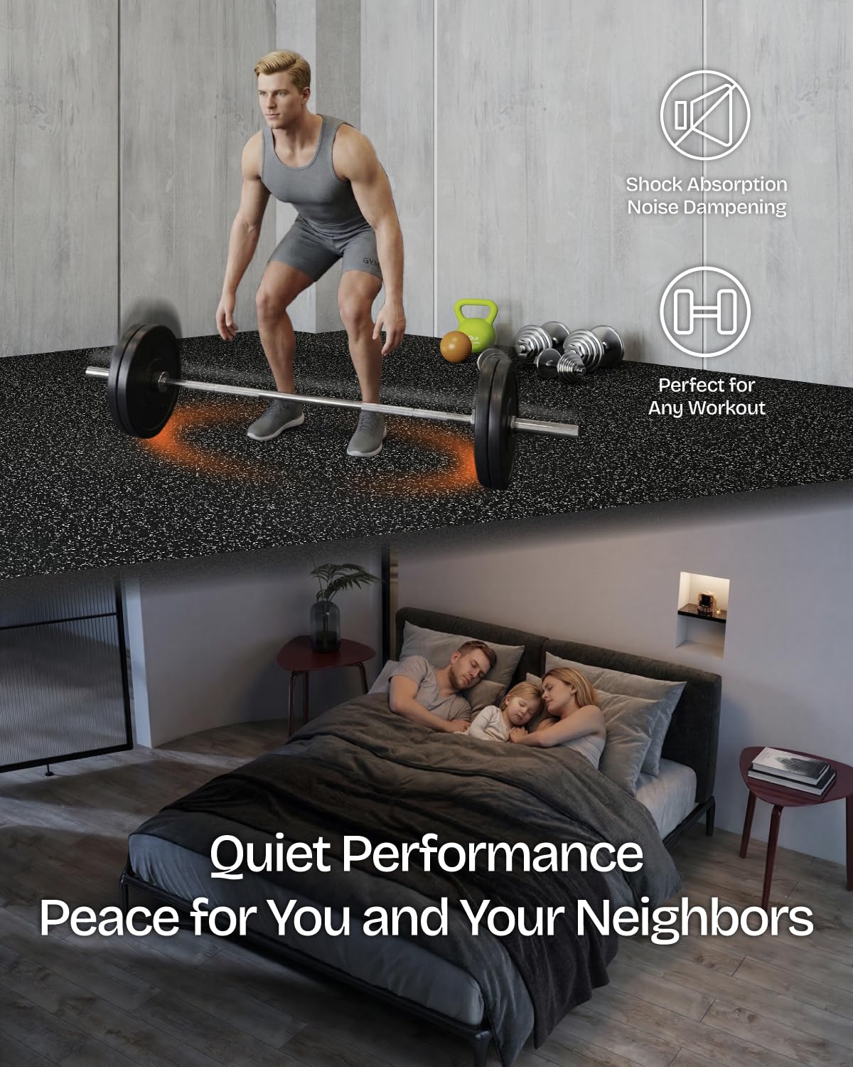 0.6in Thick 96 Sq.Ft Gym Floor - Home Gym Rubber Flooring ulasan dan harga