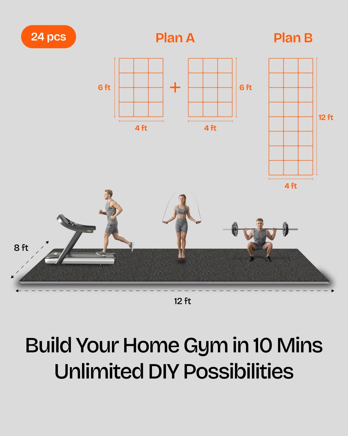 0.6in Thick 96 Sq.Ft Gym Floor - Home Gym Rubber Flooring ulasan dan harga