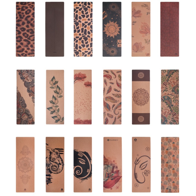 Printed Cork Natural Rubber Yo - Home Gym Rubber Flooring ulasan dan harga