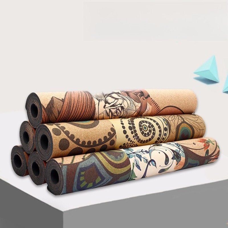 Printed Cork Natural Rubber Yo - Home Gym Rubber Flooring ulasan dan harga