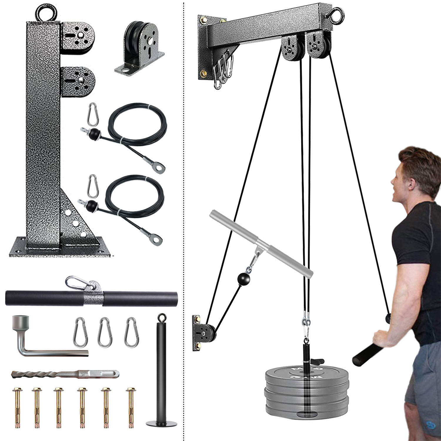 Fitness Wall Mounted Pulley Sy - Lat Pulldown Cable ulasan dan harga