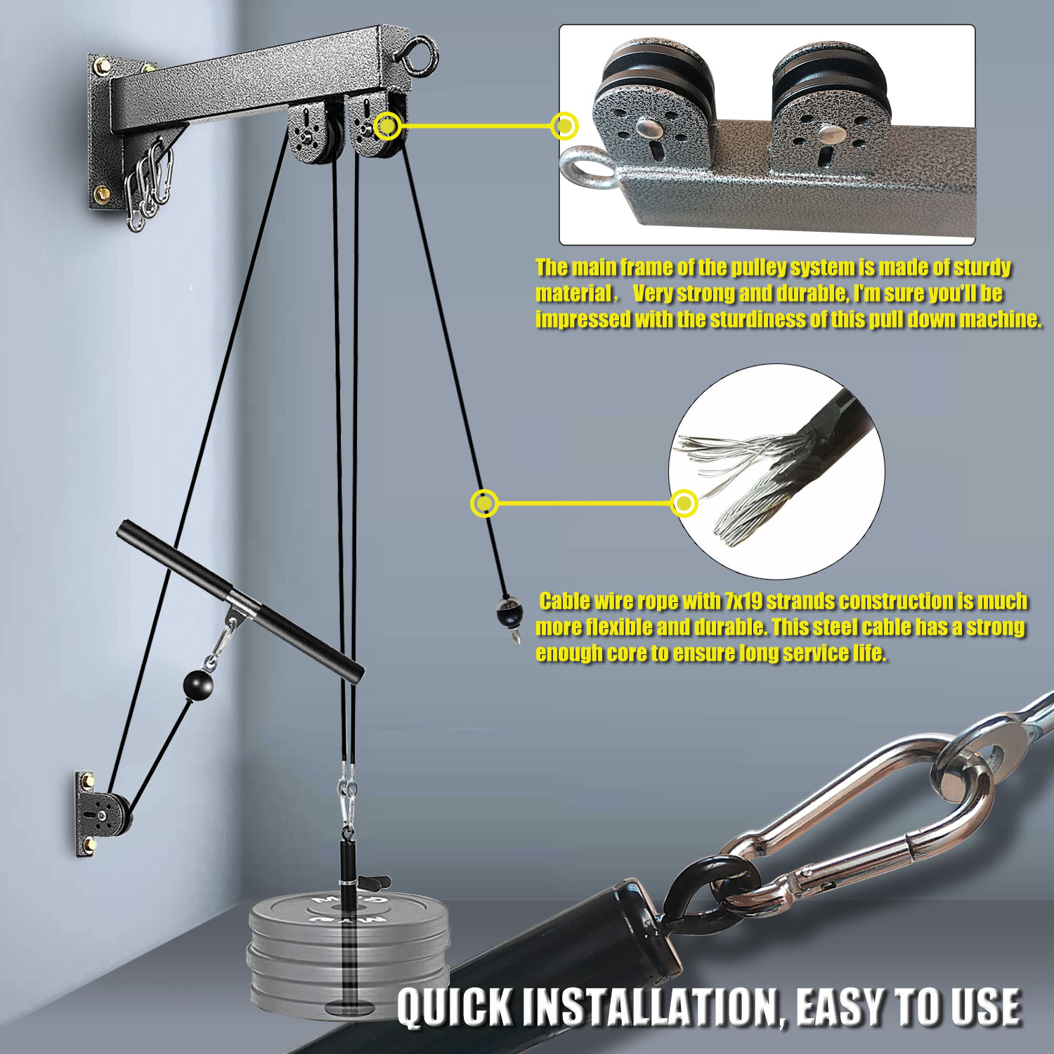 Fitness Wall Mounted Pulley Sy - Lat Pulldown Cable ulasan dan harga