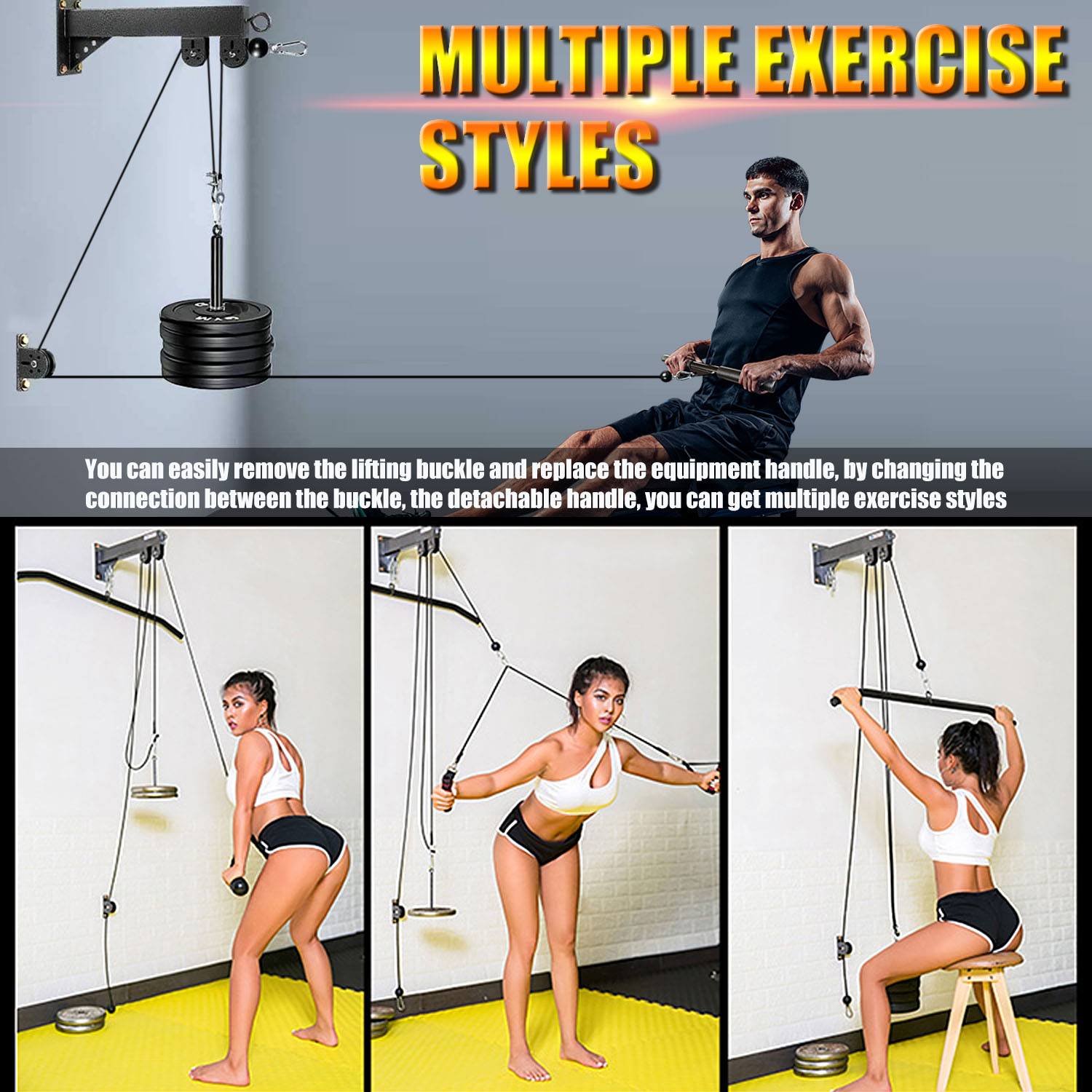 Fitness Wall Mounted Pulley Sy - Lat Pulldown Cable ulasan dan harga