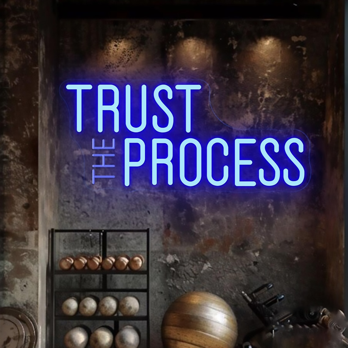 Trust The Process Neon Sign, C - Home Gym Custom ulasan dan harga