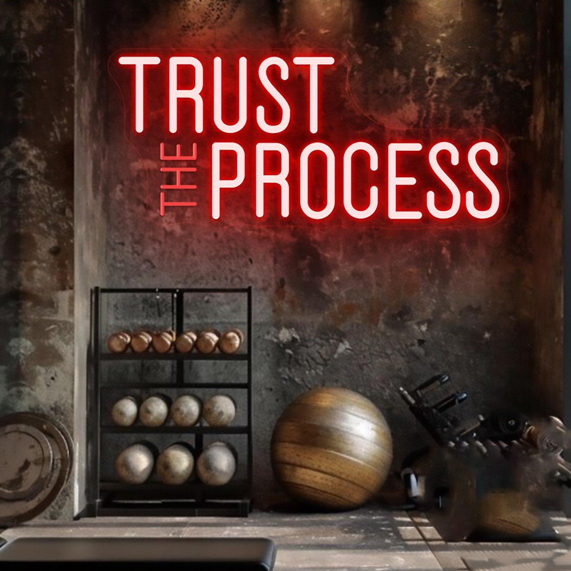 Trust The Process Neon Sign, C - Home Gym Custom ulasan dan harga